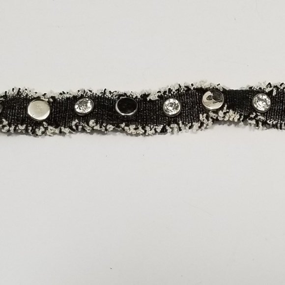 Black Denim Boot Rivet Rhinestone Choker - Picture 6 of 6